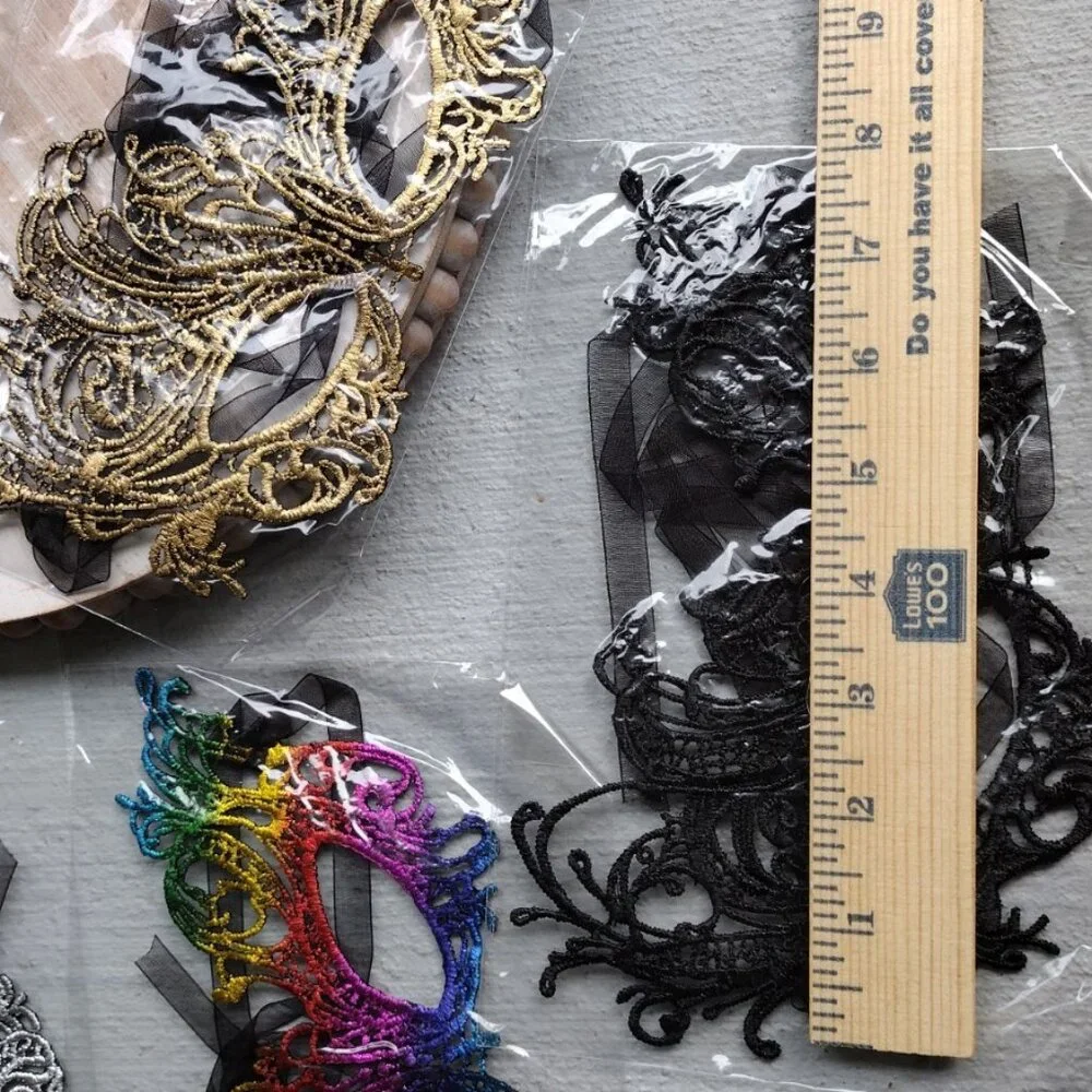NWOT 5 pk Gold Black Multicolor Silver Treal Lace Eye Mask Mardi Gras Party